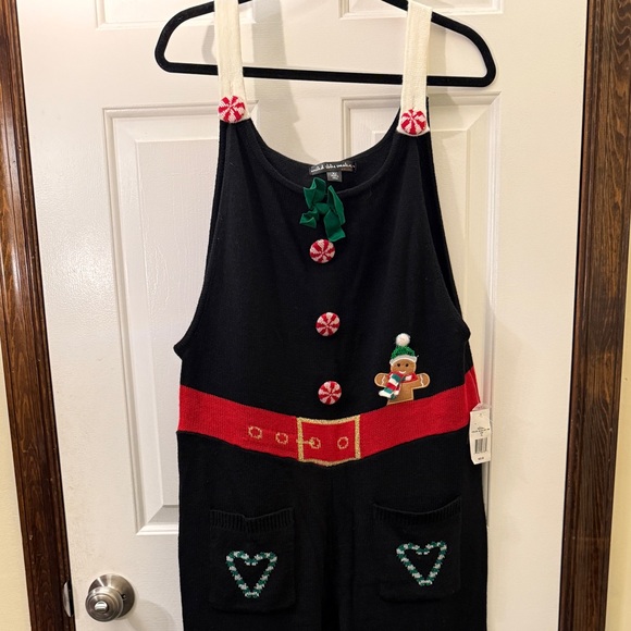 United States Sweaters Black and Green Holiday Sweater Romper - Picture 1 of 9